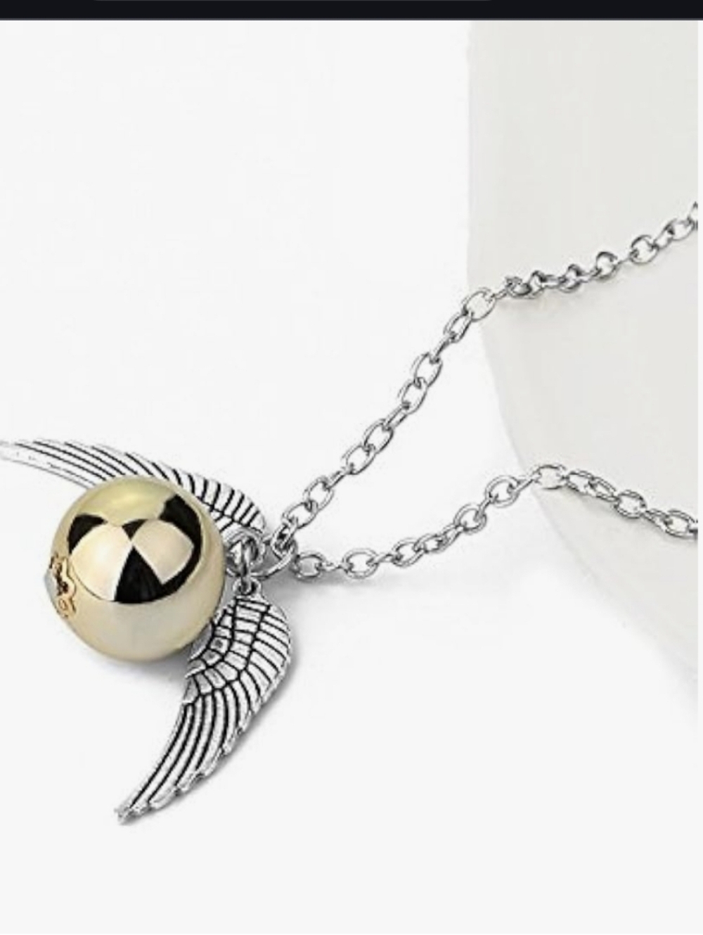 Harry Potter Silver Winged Pendant Necklace with Gold Orb - Women's Jewelry